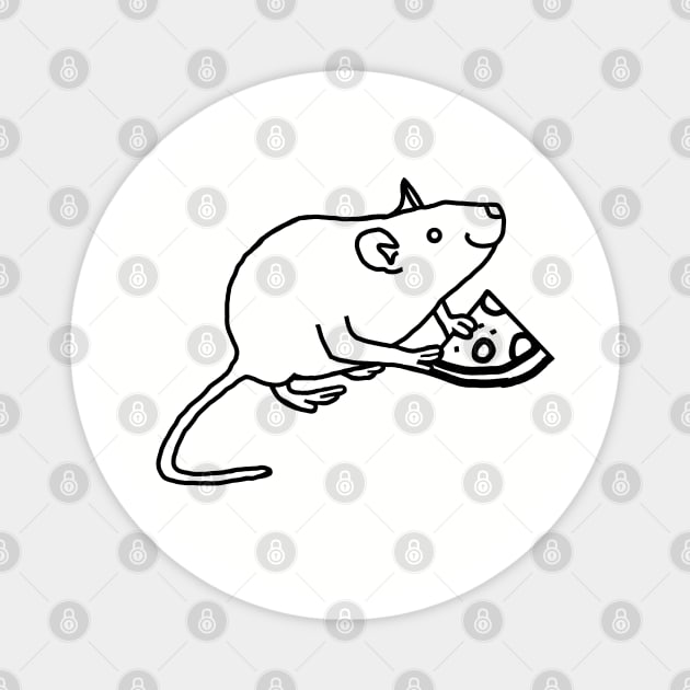 Rat with Pizza Slice Outline for a Geek Magnet by ellenhenryart